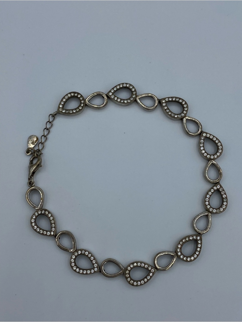 .925 Sterling Silver Teardrop Links With Pave Set CZ